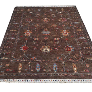 Handwoven Ariana Oriental Ziegler/Kazak rug, 196x152 cm, with intricate traditional patterns and rich colors.