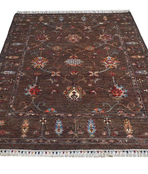 Handwoven Ariana Oriental Ziegler/Kazak rug, 196x152 cm, with intricate traditional patterns and rich colors.