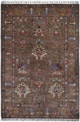 Handwoven Ariana Oriental Ziegler/Kazak rug by Orientmattor, 199x127 cm, detailed traditional geometric pattern.