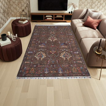 Handknuten Ariana Oriental Ziegler/Kazak rug, 199x127 cm, with intricate traditional patterns and rich colors.