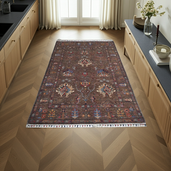 Handwoven Ariana Oriental Ziegler/Kazak rug from Orientmattor, cream and red patterned 199x127 cm.