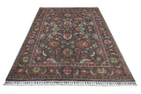 Handwoven Ariana Oriental Ziegler/Kazak rug in beige and red, 206 x 149 cm, showcasing intricate traditional patterns.