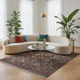 Handwoven Ariana Oriental Ziegler/Kazak rug, 206x149 cm, with intricate geometric patterns and rich colors.
