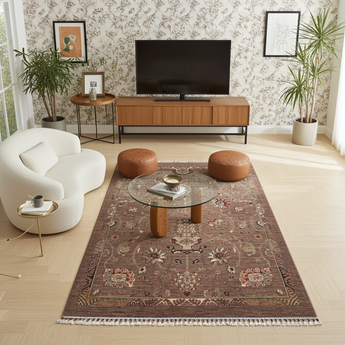 Handwoven Ariana Oriental Ziegler/Kazak rug in cream and red with intricate patterns, 222 x 162 cm, by Orientmattor.