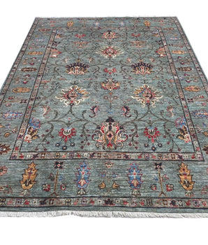 Handwoven Ariana Oriental Ziegler/Kazak rug, 227 x 155 cm, with intricate patterns and warm colors, by Orientmattor.