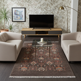Handwoven Ariana Oriental Ziegler/Kazak rug, 242x180 cm, with intricate traditional patterns in natural tones.