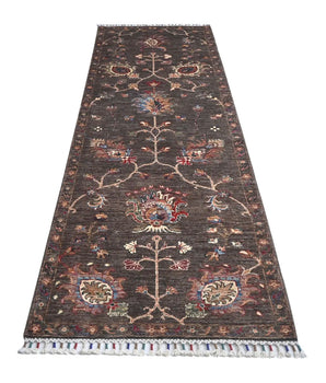Handwoven Ariana Oriental Ziegler/Kazak rug, 244 x 82 cm, by Orientmattor, showcasing intricate geometric patterns and rich colors.