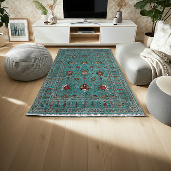 Handwoven Ariana Oriental Ziegler/Kazak rug by Orientmattor, 253x174 cm, detailed geometric pattern in warm tones.