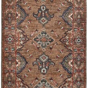 Handwoven Ariana Oriental Ziegler/Kazak rug, 253x83 cm, featuring intricate traditional patterns and rich colors.