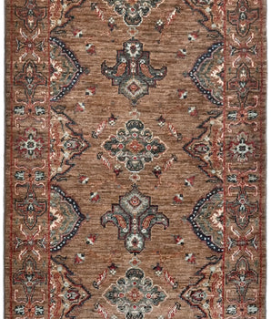 Handwoven Ariana Oriental Ziegler/Kazak rug, 253x83 cm, featuring intricate traditional patterns and rich colors.