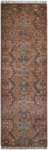 Handwoven Ariana Oriental Ziegler/Kazak rug, 253x83 cm, featuring intricate traditional patterns and rich colors.