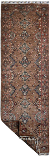 Handwoven Ariana Oriental Ziegler/Kazak rug by Orientmattor, 253 x 83 cm, showcasing intricate traditional patterns and vibrant colors.