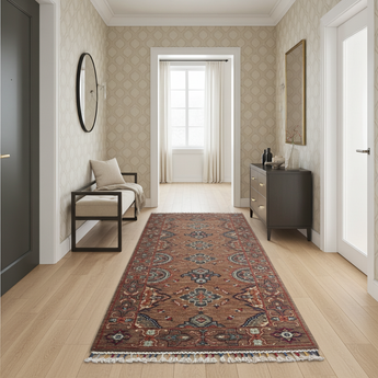 Handwoven Ariana Oriental Ziegler/Kazak rug by Orientmattor, 253 x 83 cm, featuring intricate geometric patterns and rich colors.