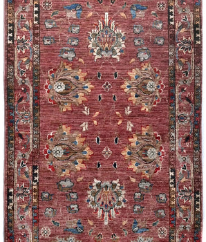 Handwoven Ariana Oriental Ziegler/Kazak rug by Orientmattor, 265x86 cm with intricate geometric patterns.