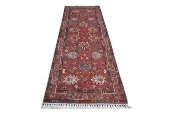 Handwoven Ariana Oriental Ziegler/Kazak rug in beige and brown, 265x86 cm, with intricate geometric patterns.
