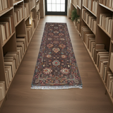 Handwoven Ariana Oriental Ziegler/Kazak rug in natural colors, 283 x 85 cm, by Orientmattor.