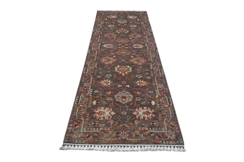 Handwoven Ariana Oriental rug in Ziegler/Kazak style, 283x89 cm by Orientmattor, detailed geometric pattern and rich colors.