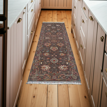 Handwoven Ariana Oriental Ziegler/Kazak rug by Orientmattor, 283x89 cm, detailed geometric patterns on soft, woven fabric.