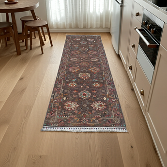 Handwoven Ariana Oriental Ziegler/Kazak rug, 283x89 cm, featuring intricate traditional patterns in natural fiber.