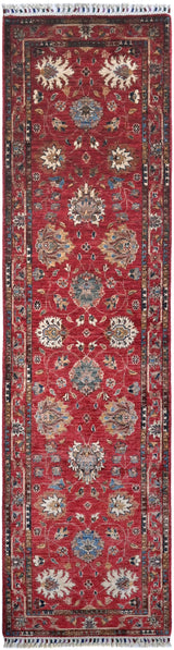 Handknuten Ariana Oriental Ziegler/Kazak rug in natural colors, 288x80 cm, from Orientmattor, detailed woven pattern visible.