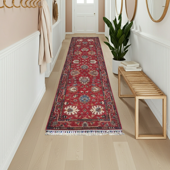 Handknuten Ariana Oriental Ziegler/Kazak rug, 288 x 80 cm, with intricate patterns in warm tones, by Orientmattor.