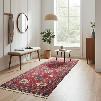 Handknuten Ariana Oriental Ziegler/Kazak rug by Orientmattor, 288x80 cm, with intricate traditional patterns and rich colors.