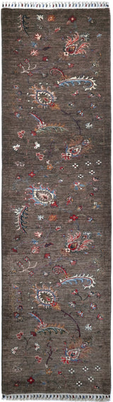 Handknuten Ariana Oriental Ziegler/Kazak rug, 288 x 86 cm, detailed geometric pattern in warm tones.
