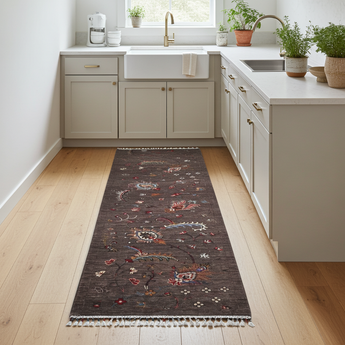 Handwoven Ariana Oriental Ziegler/Kazak rug by Orientmattor, 288x86 cm, showcasing intricate patterns and rich colors.