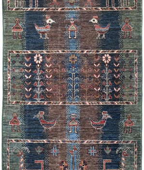 Handknuten Ariana Oriental Ziegler Kazak rug, 290x78 cm, with intricate traditional patterns and vibrant colors.
