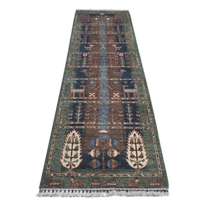 Handknuten Ariana Oriental Ziegler/Kazak rug, 290x78 cm, multicolor, detailed geometric pattern, by Orientmattor.