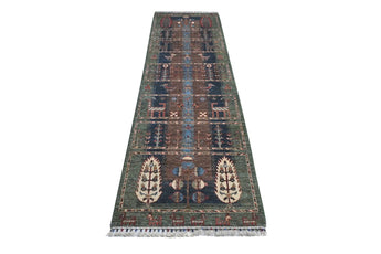 Handknuten Ariana Oriental Ziegler/Kazak rug, 290x78 cm, multicolor, detailed geometric pattern, by Orientmattor.