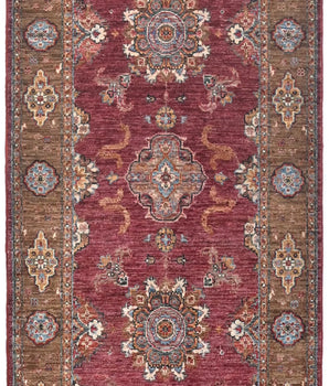 Handwoven Ariana Oriental Ziegler/Kazak rug, 318x86 cm, with intricate traditional patterns and rich colors.