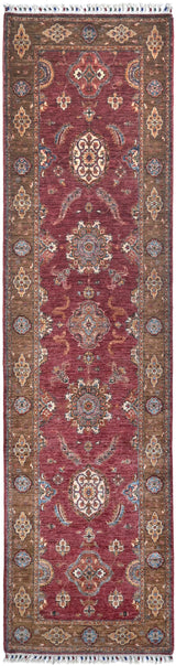 Handwoven Ariana Oriental Ziegler/Kazak rug, 318x86 cm, with intricate traditional patterns and rich colors.