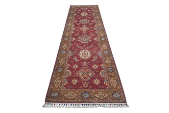 Handknuten Ariana Oriental Ziegler/Kazak rug in beige and brown, 318 x 86 cm, detailed pattern from Orientmattor.