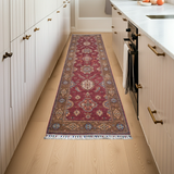 Handwoven Ariana Oriental rug in Ziegler/Kazak style, 318 x 86 cm, featuring intricate patterns and rich colors.