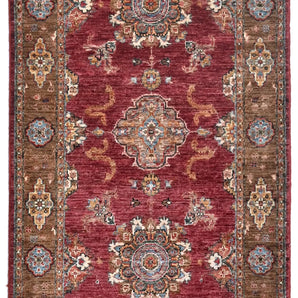 Handwoven Ariana Oriental Ziegler/Kazak rug, 319x81 cm, with intricate traditional patterns and rich colors.