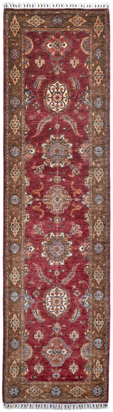 Handwoven Ariana Oriental Ziegler/Kazak rug, 319x81 cm, with intricate traditional patterns and rich colors.