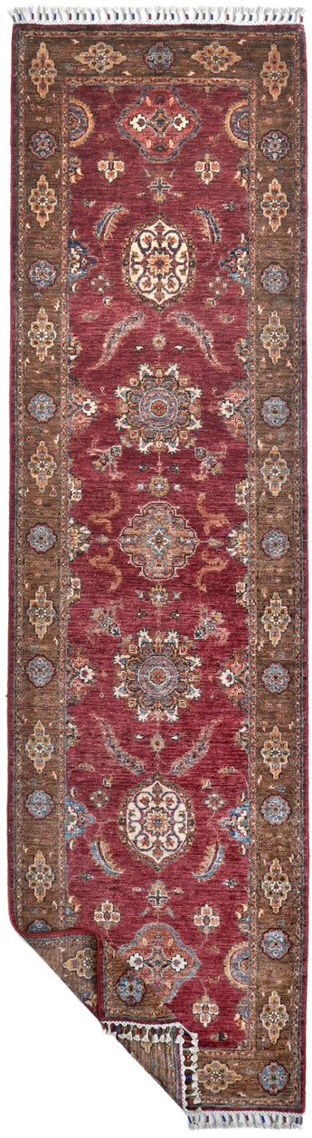 Handwoven Ariana Oriental Ziegler/Kazak rug by Orientmattor, 319 x 81 cm with intricate geometric patterns.