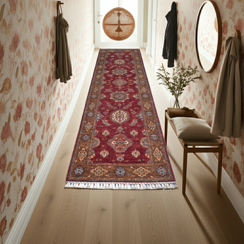 Handwoven Ariana Oriental Ziegler/Kazak rug by Orientmattor, 319 x 81 cm, featuring intricate traditional patterns.