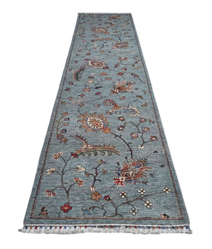 Orientmattor Ariana Oriental handwoven Kazak Ziegler rug, 373x87 cm, detailed geometric patterns in warm tones.