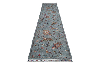 Orientmattor Ariana Oriental handwoven Kazak Ziegler rug, 373x87 cm, detailed geometric patterns in warm tones.