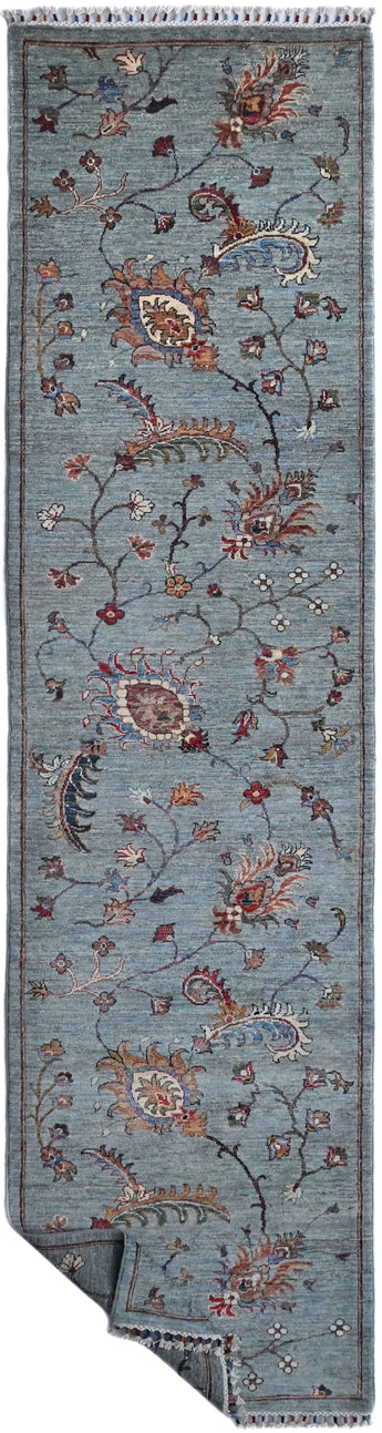Handknuten Ariana Oriental Ziegler/Kazak rug by Orientmattor, 373 x 87 cm, detailed geometric pattern on woven textile.