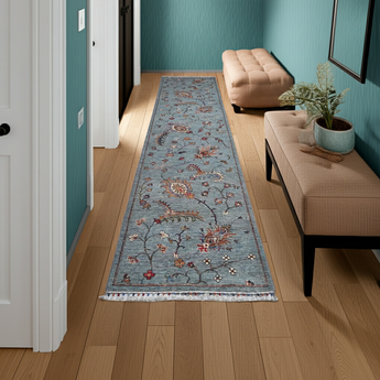 Orientmattor Handknuten Ariana Oriental Ziegler/Kazak rug, 373x87 cm, detailed pattern, natural wool, traditional craftsmanship