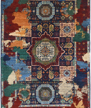 Handwoven Ziegler/Kazak Oriental rug by Orientmattor, 150x100 cm with bold contrast patterns on a soft woven surface.