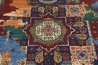 Handknuten contrast Oriental rug, Ziegler/Kazak style, 150x100 cm, from Orientmattor, featuring intricate geometric patterns and rich colors.