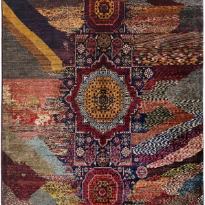 Handwoven Ziegler/Kazak Oriental rug in contrast design, 191 x 127 cm, by Orientmattor, showcasing intricate patterns and rich colors.