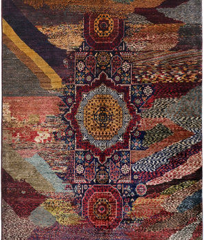 Handwoven Ziegler/Kazak Oriental rug in contrast design, 191 x 127 cm, by Orientmattor, showcasing intricate patterns and rich colors.