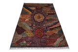 Handwoven Ziegler/Kazak oriental rug with contrasting patterns, 191x127 cm, by Orientmattor.
