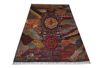 Handwoven Ziegler/Kazak oriental rug with contrasting patterns, 191x127 cm, by Orientmattor.