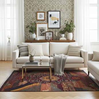 Handknuten Ziegler/Kazak oriental rug, contrast pattern, 191 x 127 cm, by Orientmattor, detailed woven textile.